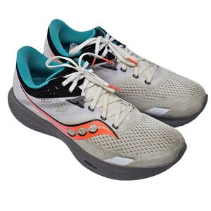 Saucony Men's Ride 16 Running Shoes White‎ Teal Orange PWRRUN Size 10.5